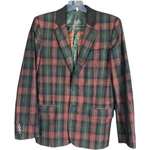 Juicy Couture Corduroy Plaid Sport Coat Christmas Red Green Preppy Rare Size 40R